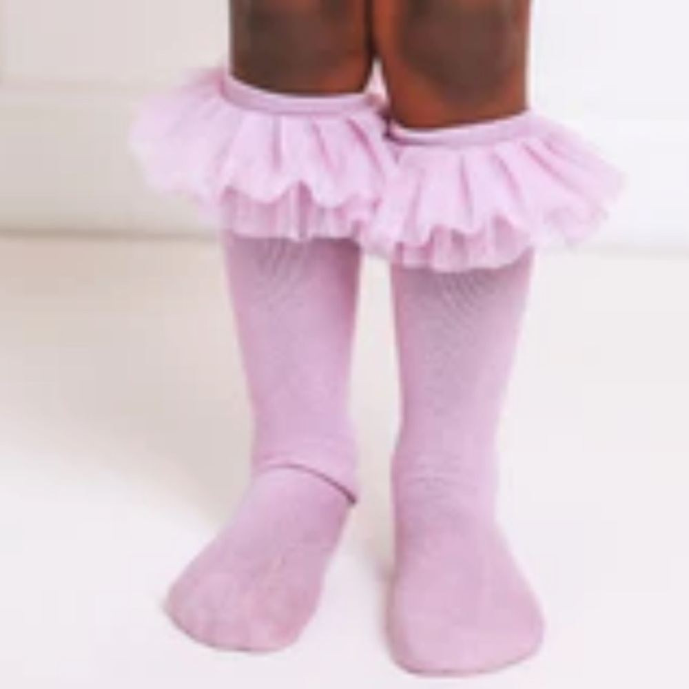 NWT Posh Peanut Lovely Lavender Tulle Ruffle Knee High Socks